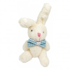 Breloque Lapin Peluche Ecru avec Noeud Papillon 6cm pour la Création de Bijoux Fantaisie - DIY