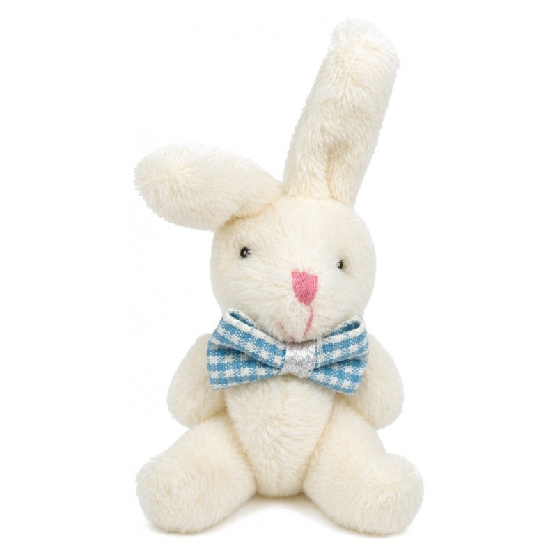 Breloque Lapin Peluche Ecru avec Noeud Papillon 6cm