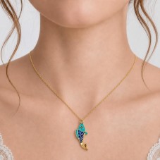 2 Breloques Poisson en Émail Bleu Métal Doré 27x11mm