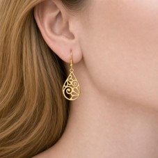 Breloque Goutte Stylisée en Acier Inoxydable Doré 22x13mm