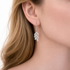 Breloque Feuilles en Acier Inoxydable Argenté 14x6mm