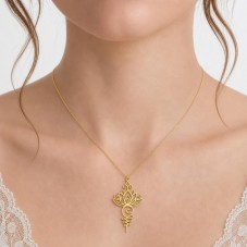 Breloque Fleur de Lotus en Acier Inoxydable Doré 28x15mm
