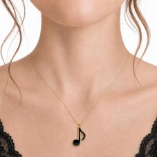 4 Breloques Note de Musique Émail Noir Métal Doré 22x14mm