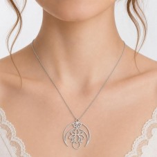 Breloque Lotus Lunaire en Acier Inoxydable Argenté 28x27mm