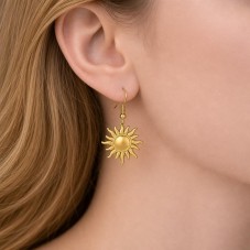 Breloque Soleil en Acier Inoxydable Doré 22x18mm