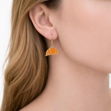 2 Breloques Croissant en Émail Métal Doré 17x12mm