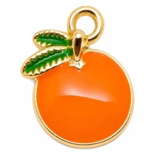 2 Breloques Orange Fruit Métal Doré 16x13mm pour la Création de Bijoux Fantaisie - DIY