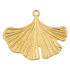 Breloque Ginkgo en Acier Inoxydable Doré 30x22mm pour la Création de Bijoux Fantaisie - DIY