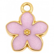 Breloque Fleur en Émail Rose Acier Inoxydable Doré 12x10mm pour la Création de Bijoux Fantaisie - DIY