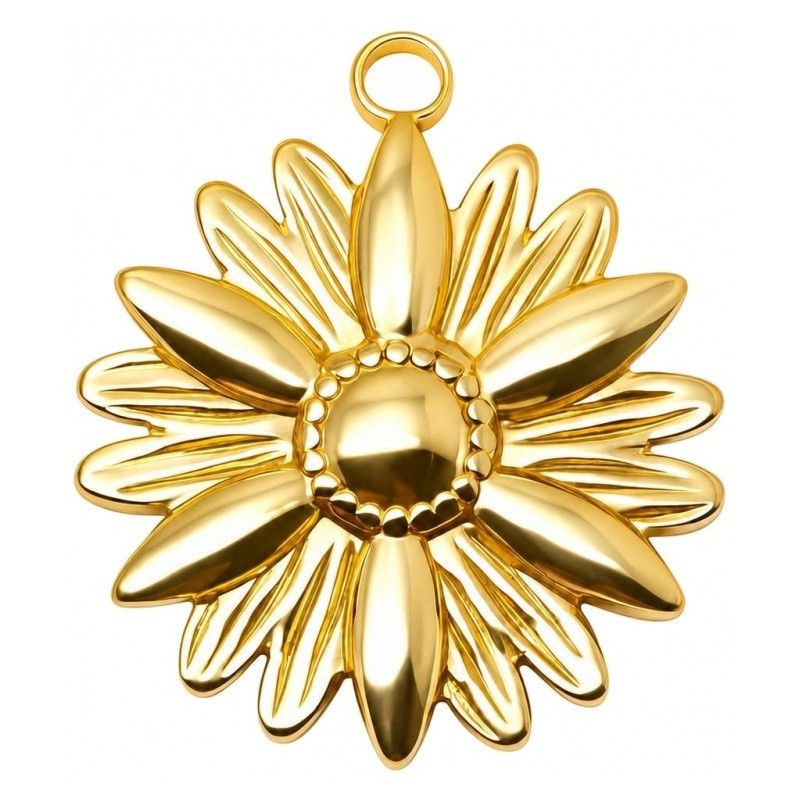 Breloque Fleur en Acier Inoxydable Doré 25x22mm