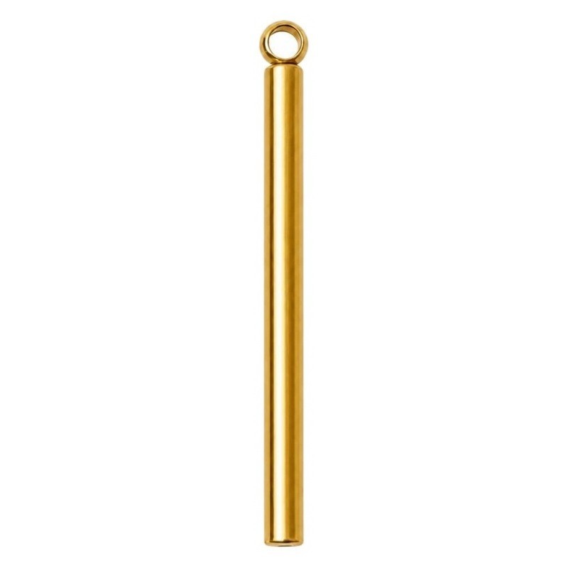 Breloque Tube Lisse en Acier Inoxydable Doré 22x2mm