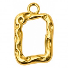 Breloque Rectangulaire Stylisée en Acier Inoxydable Doré 21x14mm pour la Création de Bijoux Fantaisie - DIY