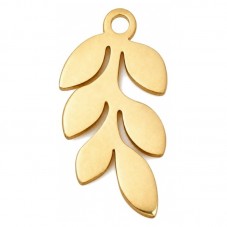 Breloque Feuilles en Acier Inoxydable Doré 14x6mm pour la Création de Bijoux Fantaisie - DIY