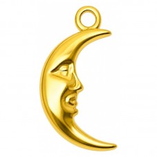 Breloque Visage Lune en Acier Inoxydable Doré 17x9mm pour la Création de Bijoux Fantaisie - DIY