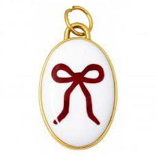 Breloque Noeud Rouge en Émail Métal Doré 26x14mm pour la Création de Bijoux Fantaisie - DIY