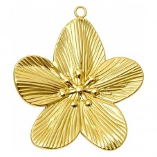 Breloque Fleur en Acier Inoxydable Doré 34x31mm pour la Création de Bijoux Fantaisie - DIY