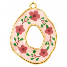 Breloque Couronne de Fleurs en Émail Acier Inoxydable Doré 34x24mm pour la Création de Bijoux Fantaisie - DIY