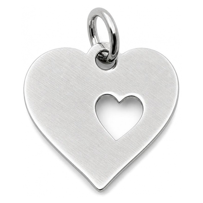 Breloque Coeur en Acier Inoxydable Argenté 12x12mm
