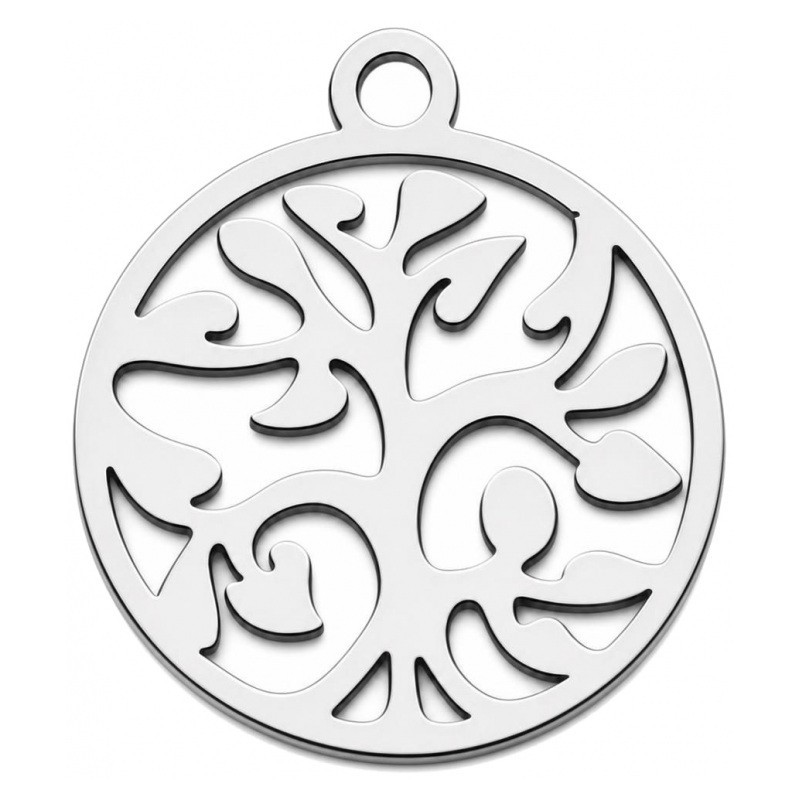 Breloque Arbre en Acier Inoxydable Argenté 16x14mm