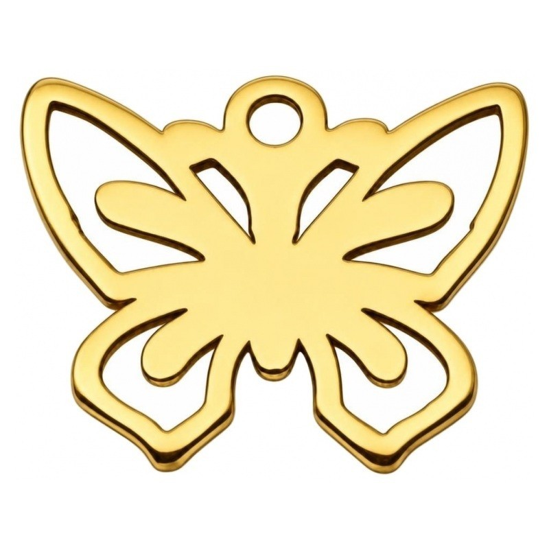 Breloque Papillon en Acier Inoxydable Doré 12x10mm pour la Création de Bijoux Fantaisie - DIY