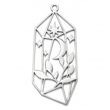 Breloque Lune Cage en Acier Inoxydable Argenté 48x21mm pour la Création de Bijoux Fantaisie - DIY