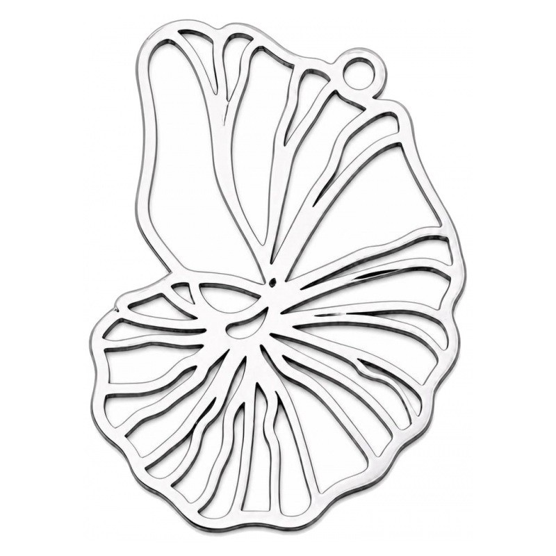 Breloque Coquillage en Acier Inoxydable Argenté 29x21mm