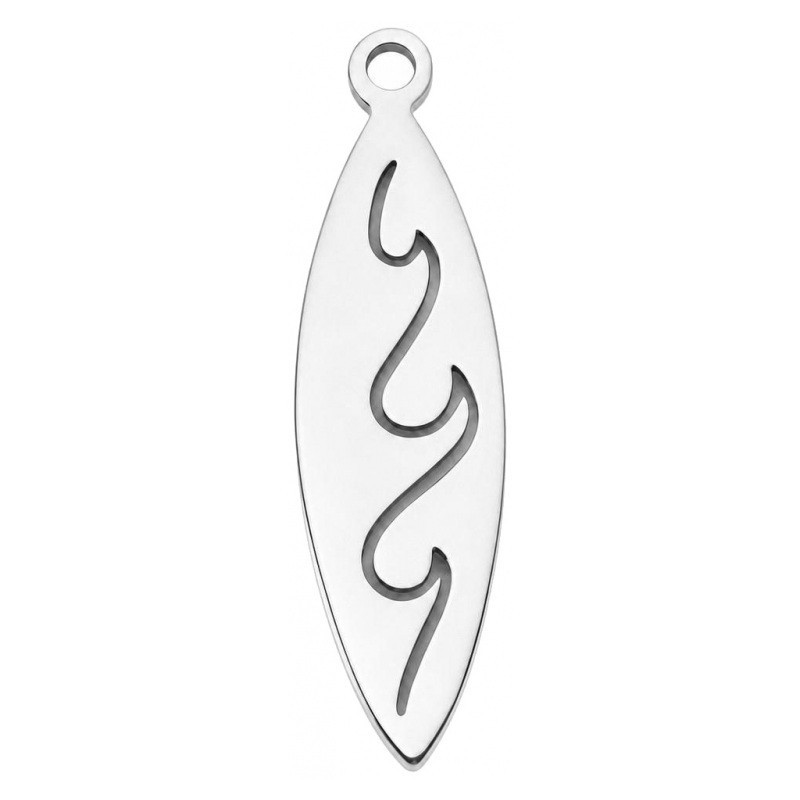Breloque Planche de Surf en Acier Inoxydable Argenté 19x6mm