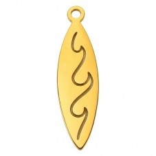Breloque Planche de Surf en Acier Inoxydable Doré 19x6mm pour la Création de Bijoux Fantaisie - DIY