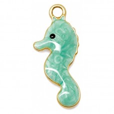 2 Breloques Hippocampe 3D en Émail Acier Inoxydable Doré 13x6mm pour la Création de Bijoux Fantaisie - DIY
