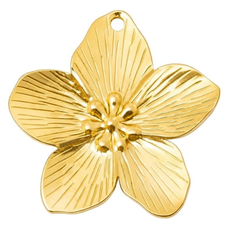 Breloque Fleur en Acier Inoxydable Doré 26x25mm