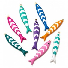 8 Breloques Poissons en Émail Acier Inoxydable Doré 40x8mm pour la Création de Bijoux Fantaisie - DIY