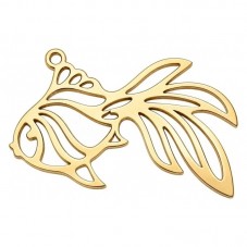 Breloque Poisson en Acier Inoxydable Doré 23x14mm pour la Création de Bijoux Fantaisie - DIY