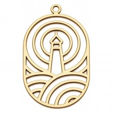 Breloque Phare Mer en Acier Inoxydable Doré 30x20mm pour la Création de Bijoux Fantaisie - DIY