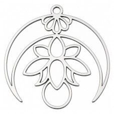 Breloque Lotus Lunaire en Acier Inoxydable Argenté 28x27mm pour la Création de Bijoux Fantaisie - DIY
