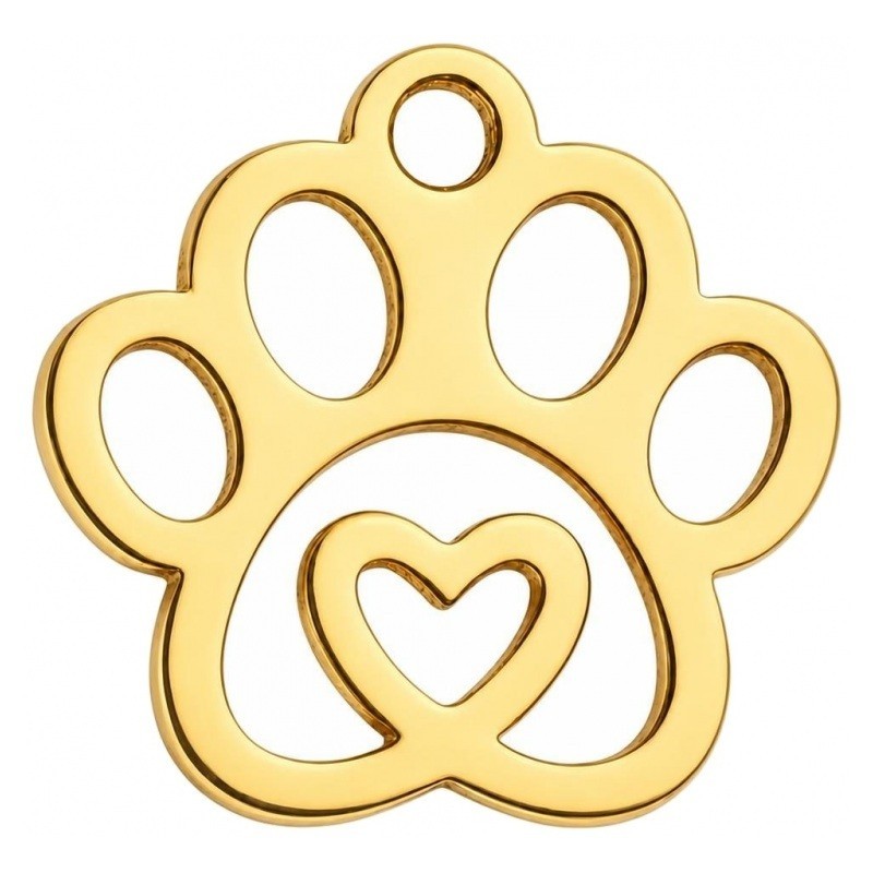 Breloque Patte de Chien/Chat en Acier Inoxydable Doré 14x14mm