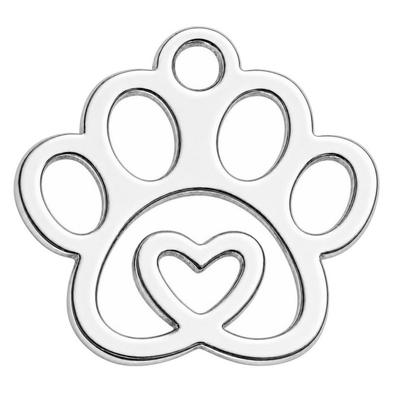 Breloque Patte de Chien/Chat en Acier Inoxydable Argenté 14x14mm