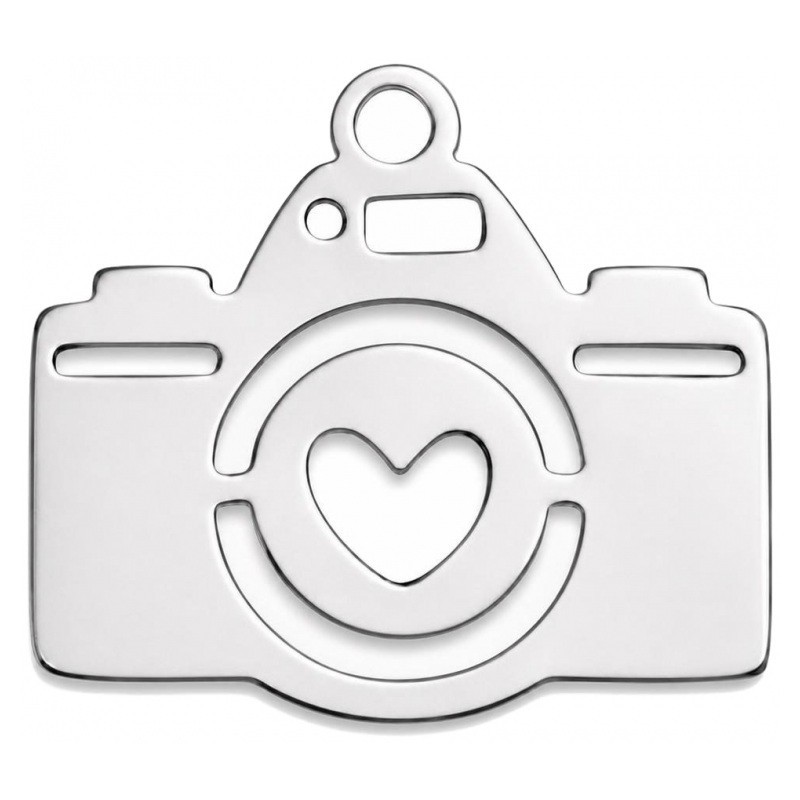 Breloque Appareil Photo en Acier Inoxydable Argenté 13x12mm