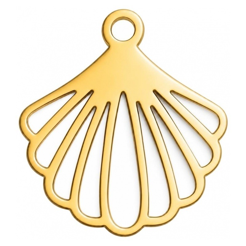 Breloque Coquillage en Acier Inoxydable Doré 14x13mm