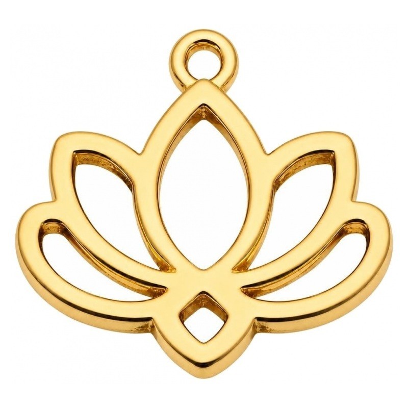 Breloque Fleur de Lotus en Acier Inoxydable Doré 11x11mm