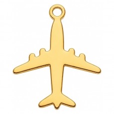 Breloque Avion en Acier Inoxydable Doré 17x14mm pour la Création de Bijoux Fantaisie - DIY