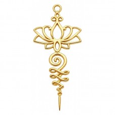 Breloque Fleur de Lotus en Acier Inoxydable Doré 28x12mm pour la Création de Bijoux Fantaisie - DIY
