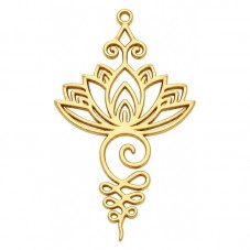 Breloque Fleur de Lotus en Acier Inoxydable Doré 28x15mm pour la Création de Bijoux Fantaisie - DIY