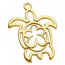 Breloque Tortue de Mer en Acier Inoxydable Doré 19x14mm pour la Création de Bijoux Fantaisie - DIY