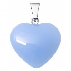 Pendentif Coeur Pierre Naturelle Calcédoine 20mm pour la Création de Bijoux Fantaisie - DIY