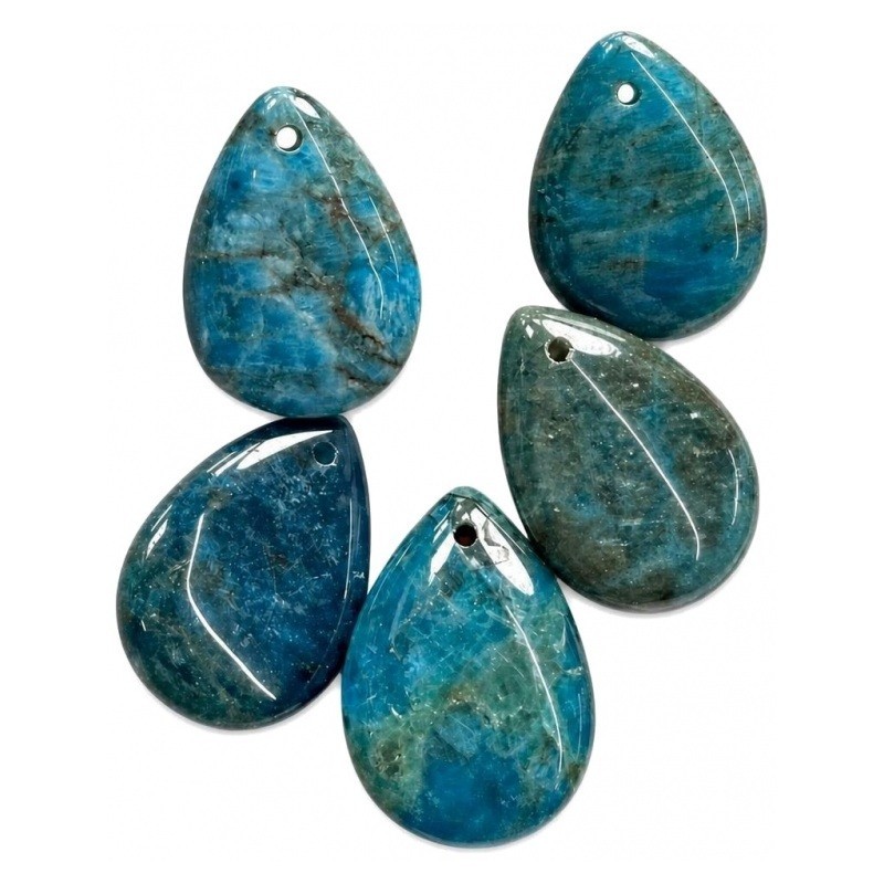 Pendentif Goutte en Pierre Naturelle Apatite Bleu 18x25mm