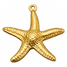 2 Breloques Étoile de Mer en Acier Inoxydable Doré 17x15mm pour la Création de Bijoux Fantaisie - DIY