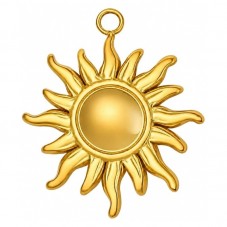 Breloque Soleil en Acier Inoxydable Doré 22x18mm pour la Création de Bijoux Fantaisie - DIY