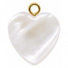 2 Breloques Coeur en Nacre Coquillage Naturel d'Eau Douce Blanc Métal Doré 10mm pour la Création de Bijoux Fantaisie - DIY