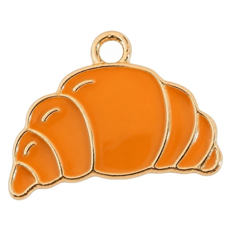 2 Breloques Croissant en Émail Métal Doré 17x12mm