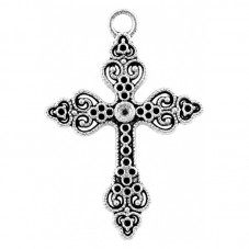 Breloque Pendentif Croix Argentée Gothique 50x35mm pour la Création de Bijoux Fantaisie - DIY